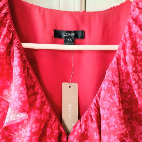 NEW J. Crew Clarice Briar Red Floral Ruffled Dress, Size S - Picture 3 of 8